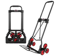 YEAUPE PRO Carrello Saliscale Pieghevole con Manico Telescopico, Ruote in Gomma, 2 Cinghie | Portata 50 kg per Traslochi, Giardino, Trasporto, Nero - Tre Ruote