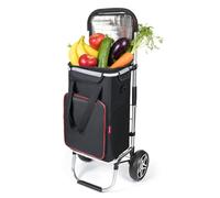 YEAUPE PRO Carrello spesa con compartimento isotermico - Carico massimo: 47 l e 25 kg - Carrozzo pieghevole 3 in 1 - Carrello spesa sacco a spalla - Rosso