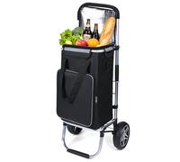 YEAUPE PRO Carrello spesa con compartimento isotermico - Carico massimo: 48 l e 25 kg - Carrozzo pieghevole 3 in 1 - Carrello spesa sacco a spalla - Grigio