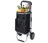YEAUPE PRO Carrello spesa con compartimento isotermico - Carico massimo: 49 l e 25 kg - Carrozzo pieghevole 3 in 1 - Carrello spesa sacco a spalla - Grigio