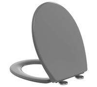 YEAUPE PRO Copriwater con abbassamento automatico, ovale, Urea-Duroplast, copri-WC antracite, facile da montare