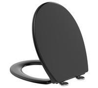 YEAUPE PRO Copriwater con abbassamento automatico, ovale, Urea-Duroplast, copri-WC nero, facile da montare