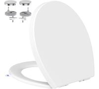 Sedile WC, YEAUPE PRO Copriwater Universali O Forma,Tavoletta WC Chiusura Ammortizzata con Sgancio Rapido a un Pulsante, Plastica Antibatterico Facile da Pulire, Bianco, 44,6 x 37,2 x 4,3 cm