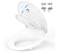 YEAUPE PRO Sedile WC per tutta la famiglia, Sedile WC Universali O Forma,Urea-Formaldeide Chiusura Ammortizzata tavoletta wc con Sgancio Rapido a un Pulsante, Bianco, 44.6 * 37.2CM