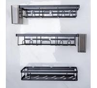 YEAUPE PRO Set di mensole per doccia senza fori, con adesivo invisibile, include 2 ripiani, cestino e 2 portaspazzolini