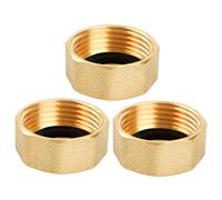 YEAUPE PRO Tappo per Tubo in Ottone,3 Pezzi G1"(Ø 30,5 mm) Femmina con Guarnizione,Tappi per Tubi Esagonali in Ottone,Raccordi Idraulici Esagonale per Lavatrice, Valvola del Radiatore,Rubinetti