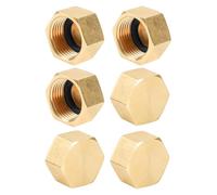 YEAUPE PRO Tappo per Tubo in Ottone,6 Pezzi G1/2"(Ø 19,5 mm) Femmina con Guarnizione,Tappi per Tubi Esagonali in Ottone,Raccordi Idraulici Esagonale per Lavatrice, Valvola del Radiatore,Rubinetti