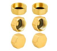 YEAUPE PRO Tappo per Tubo in Ottone,6 Pezzi G3/4"(Ø 24mm) Femmina con Guarnizione,Tappi per Tubi Esagonali in Ottone,Raccordi Idraulici Esagonale per Lavatrice, Valvola del Radiatore,Rubinetti
