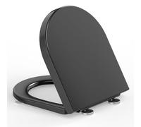 YEAUPE PRO Tavoletta Wc Universale D Forma[CORTO], Sedile WC Con Chiusura Ammortizzata e Funzione di Sgancio Rapido, Nero,42,5 x 36,3 x 4,9CM