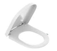 YEAUPE PRO Tavoletta Wc Universale D Forma [LUNGO], Sedile WC Urea-Formaldeide con Chiusura Ammortizzata, Coperchio WC con Pulsante a Sgancio Rapido, Bianco, Modello Installaz. Incl, 46,4 * 35,9 CM