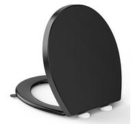 YEAUPE PRO Tavoletta WC Universali O Forma, Copriwater, Sedile WC Chiusura Ammortizzata con Sgancio Rapido a un Pulsante, Plastica Facile da Pulire, Nero, 44,6 x 37,2 x 4,3 cm