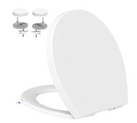 YEAUPE PRO Tavoletta WC Universali O Forma,Sedile WC Chiusura Ammortizzata con Sgancio Rapido a un Pulsante, Plastica Facile da Pulire, Montaggio Rapido, Bianco 44,6x x37,2x4,3CM