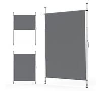 YEAUPE PRO Tenda da sole verticale per esterni, 120 x 300 cm, grigio scuro, senza forature, con morsetto a manovella, adatta per balconi, terrazzi, esterni e giardini, frangivista resistente alle