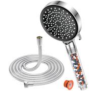 Soffione Doccia Risparmio Idrico con filtro- YEAUPE Doccia Soffione con tubo 1.6m, Soffione per Doccia Anticalcare 6 Funzioni Getto, Soffione doccia grande, Soffione doccia alta pressione