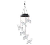 Yeaxxsqy Campanelli eolici a Forma di Elefante Solare Lampada a Sospensione LED Impermeabile Che Cambia Colore per Cortile, Luce Che Cambia Colore