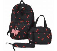 Yeaxxsqy Set zaino Dreamy Bow, tasche pronte per il pasto Cherry C | Fiocco, comodi elementi essenziali per tutti i giorni, tasche pronte per i pasti, ragazze da sogno