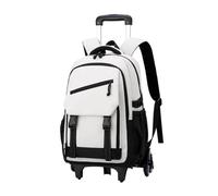 Yeaxxsqy Zaino con ruote per la scuola, zaino trolley a doppio uso con 6 ruote per salire le scale, zaini leggeri di capacità su per ragazzi delle scuole medie elementari, bianco