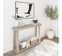 YEBABFIT Plank+Beam Solid Wood Console Table with Storage, 46.25 Inch, Sofa Table with Shelf, Narrow Entryway Table for Hallway, Behind The Couch, Living Room, Foyer, Easy Assembly, Seashell