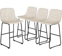 YEBABFIT TAVR Furniture Leathaire Fabric Bar Chairs with Back and Footrest Set of 4 Beige Modern Bar Stool Height for Pub Coffee Home Dinning Kitchen