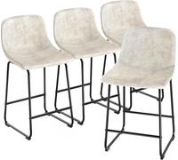 YEBABFIT TAVR Furniture Leathaire Fabric Counter Height Stools Armless Island Chairs Set of 4 Hold up to 500 lbs for Home Kitchen Dining Room Bar Coffee Shop, Industrial Vintage Style, Beige
