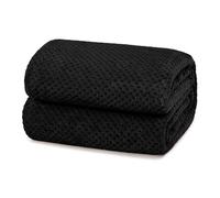 Yebeda Coperta morbida a nido d'ape, 150 x 200 cm,colore nero, coperta per divano e letto in flanella- super morbida, piacevole,