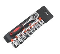 YEBOCIYO 12 Pezzi 3/8" Set di Chiavie Set Cricchetto e Bussole 8mm - 19mm Inserti Esagonali 155MM Cricchetto Reversibile in Cr-V con Pulsante di Scatto Strumento di Riparazione Automatica