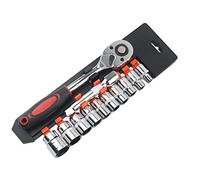 YEBOCIYO 12 Pezzi Set di Chiavie 1/2" Set Cricchetto e Bussole 8mm - 24mm Inserti Esagonali 125MM Cricchetto Reversibile in Cr-V con Pulsante di Scatto Strumento di Riparazione Automatica