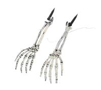 Yechiry 2 Pcs Decorazioni a Forma di Scheletro per Halloween, con Luce LED Impermeabili Pali a Forma di Scheletro Realistico e Spaventoso Decorazione di Halloween per Giardino (Bianco caldo)