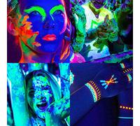 Yechiry 6 Pezzi di Pittura per il Corpo Viso Blacklight, Set di Vernici Lavabili Luminose Al Neon Che Si Illuminano Al Buio per Discoteche e Feste di Halloween (PURPLE)