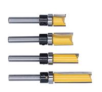 Yechiry Bit Router di Cerniera di Rivestimento 4 Pezzi, Set di Trapani di Taglio a Filo, Acciaio di Tungsteno, Ideale per Legno, MDF, Laminato, Compensato, Gambo 1/4 Pollici, Cuscinetto Profilato,