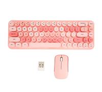 Yechiry Combo Tastiera e Mouse USB, Tastiera da Gioco ABS retrò Carina 2.4G Wireless 68 Tasti a Basso Consumo e Mouse Silenzioso, Copritasto Dot per PC Portatile (Tema rosa)