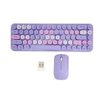 Yechiry Combo Tastiera e Mouse USB, Tastiera da Gioco ABS retrò Carina 2.4G Wireless 68 Tasti a Basso Consumo e Mouse Silenzioso, Copritasto Dot per PC Portatile (Tema viola)