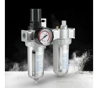 Yechiry Kit Filtro Compressore, Manometro Aria da 1/2 Pollice con Trappola per Acqua Olio, Regolatore Filtro Aria Compressa Lubrificatore Combinato per Utensili Ad Compressa