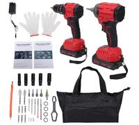 Yechiry Kit Trapano e Avvitatore a Percussione 21V, Motore Brushless con Coppia 350N e 2400 Giri/min con 2 Batterie, Luce LED, Ideale per il Fai da Te Automobilistico e per Uso Professionale (Spina