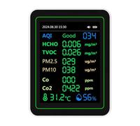 Yechiry Monitor per qualità dell'aria interna: Rileva PM2.5, PM1.0, PM10, CO2, CO, TVOC, HCHO, Temperatura e umidità Come Misuratore di qualità dell'aria per Casa, Ufficio, Scuola e Hotel (WHITE)