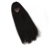 Yechiry Parrucca Lunga Diritta per Bambola, Parrucca di Capelli Sintetici Dritti, Simulata del Cuoio Capelluto per Bambole in Scala 1/4 Circonferenza della Testa di 18,5-21 Cm (BLACK)