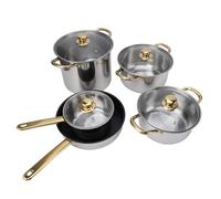 Yechiry Pentole E Padelle Con Rivestimento Antiaderente in Granito, Set Di Cottura in Acciaio Inossidabile Con Coperchi in Vetro, Pentole Antiruggine per Zuppa