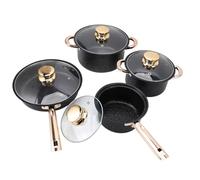 Yechiry Pentole E Padelle Con Rivestimento Antiaderente in Granito, Set Di Cottura in Acciaio Inossidabile Con Coperchi in Vetro, Pentole Antiruggine per Zuppa a Induzione Ispessite,