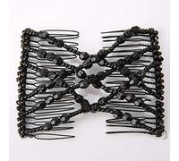 Yechiry Pettine Magico per Tutti i Tipi di Capelli Pettine con Perline Alla Moda con Design Elastico per L'uso Quotidiano Nero 3,3 X 2,8 Pollici (BLACK)