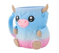 Yechiry Porta della Pinta del Gelato, Tazza di Contenitore Pinta con Slot del Cucchiaio, Fondo per le Perdite Non Slip Isolati di Mucca da Cartone Animato per la Lattina di Birra Gelato (BLUE)