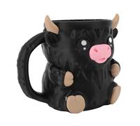 Yechiry Porta della Pinta del Gelato, Tazza di Contenitore Pinta con Slot del Cucchiaio, Fondo per le Perdite Non Slip Isolati di Mucca da Cartone Animato per la Lattina di Birra Gelato (BLACK)