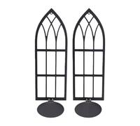 Yechiry Portacandele da Parete, Ferro Gotico, Set da 2 Pezzi | Applique per Candele, Struttura in Ferro, Finitura Nera Opaca, Vassoio Raccogligocce Circolare, Candela a Colonna,