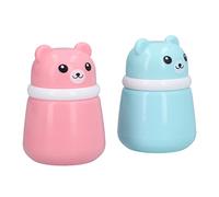 Yechiry Scatola per Puff Dopobagno da 2 Pezzi con Soffice Spugna per la Cura della Pelle di Neonati e Adulti, Plastica Resistente, Dimensioni da Viaggio 10x7 Cm (orso piumino da cipria scatola vuota)