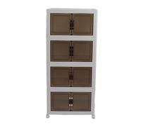 Yechiry Scatola Portaoggetti Pieghevole Impilabile, Armadietto Pieghevole Contenitori Portaoggetti in Plastica Trasparente con Ruote Design Magnetico a Doppia Porta per Organizzare la (4 livelli)