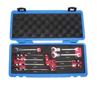 Yechiry Set Combinato di Chiavi a Cricchetto Flessibili 9 Pezzi Set Metrico 8-17mm 72 Denti Chiave a Cricchetto per Tubi in Acciaio Cr V 180 Gradi Regolabile per Linee di Carburante,