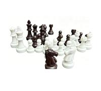 Yechiry Set da 32 Pezzi degli Scacchi in Marrone e Bianco, Materiale PS Resistente per Partite di Scacchi Internazionali, Perfetto per Tutti i Livelli di abilità (49 mm)