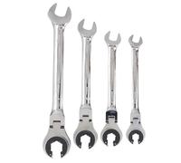 Yechiry Set di 4 Chiavi per Tubi Freno, Set Combinato di Chiavi a Cricchetto Flessibili Aperte, 72 Denti, Metrico 10-17 Mm, Chiave a Cricchetto per Tubi in Acciaio Cr V, 180,
