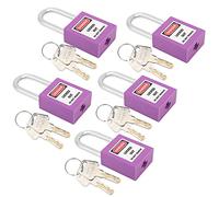 Yechiry Set di 5 Lucchetti 38 Mm Resistenti Alla Corrosione con 10 Chiavi per un Utilizzo Sicuro Nella Logistica e Nei Trasporti (PURPLE)