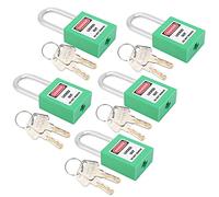 Yechiry Set di 5 Lucchetti 38 Mm Resistenti Alla Corrosione con 10 Chiavi per un Utilizzo Sicuro Nella Logistica e Nei Trasporti (GREEN)
