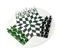 Yechiry Set di Scacchi per Tre Giocatori Gioco di Scacchi Educativo Portatile per Divertimento Strategico Familiare Pezzi di Plastica Classici da 35 Cm (Griglia bianca verde (pezzi verdi neri)